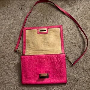 Elegant Pink Crocodile Embossed Clutch